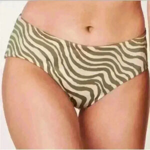 Andie The Hipster Olive/Beige Swimsuit Bottom, Medium